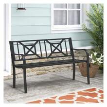 Black Outdoor Bench, MetalGardenCast Iron Heavy-Duty Patiowith Decorative Backrest For Proch Park 880lb Capacity - 彩色 - 查看 5