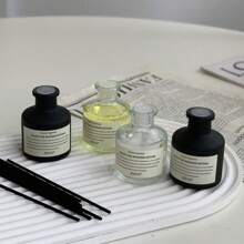 5pcs (1 Fragrance Oil Bottle + 4 Diffuser Rattan Reeds) Flameless Home Fragrance Set, Long-Lasting Scent, Suitable For Bedroom, Bathroom, Living Room, Aromatherapy, Room Freshener, Diffuser, Gift, Home Decor