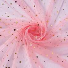 1pc Star & Moon Hexagonal Tulle Fabric, Handmade DIY Headpiece, Clothing, Dress, Flower Packaging, Soft Tulle