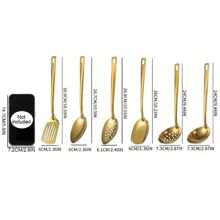 6pcs Gold-Plated Stainless Steel Kitchen Utensil Set - Includes Soup Spoon, Colander, Frying Shovel & More - Essential Cooking Tools For Home Chefs - Multicolor - View 7
