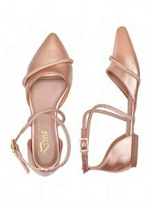 Salome Flats Women's Slingback SandalsSimpleCasualOutdoorCuteCasual WearGorgeousBusinessChinese Wedding StyleWestern Wedding StyleLolita StylePartyBasicWeddingPartySportyCollegeElegantPU LeatherBuckleFaux Fur ContrastShinyRhinestones Salome Flats Women's Slingback Sandals AdultWeddingPartyOfficeOutdoorFall-Winter - 銅色 - 查看 4