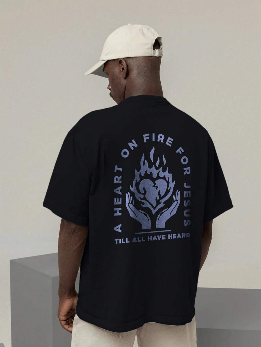 Unisex Oversized Gospel T-Shirt 100% Cotton – Christian Print | Faith, God, Jesus, Bible Verses | Evangelical Fashion, Christian Streetwear, Praise And Worship | Clothing For Services And Events | Perfect Gift For Christians - 黑色 - 查看 1