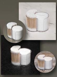 1 Set: Q-Tip Holder, Bathroom Cup Toothpick Dispenser, Q-Tip Paper Cup Toothpick Storage Box, Bathroom Accessories Storage Box, Vanity Makeup Organizer (Transparent),For Holiday Beach, Bathroom Collection, Bedroom Collection, Large Capacity