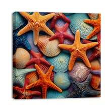 1 Piece Home Decor Wall Framed Canvas Starfish Pattern Home Decor Framed Canvas Wall Art Paintings For Living Room - Canvas Framed Print Wall Artworks Bedroom Decoration Office Wall Decor - Multicolor - View 1