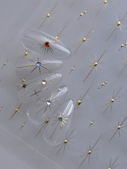 1 Pc 5D Gold Silver Star Laser Pink Colorful Sparkling Starlight Sparkling Crystal Relief Nail Art Decoration DIY Nail Charm