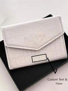 [Customized]Personalized Custom Letter Name Crocodile Faux Leather Pattern Card Storage Bag, Personalized Multi-Card Position, Ultra-Thin And Compact Women's Bag Card Holder,New Year Glamour - Multicolor - View 7