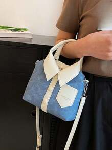 1 件包，异形包，PU 面料，长肩带单肩包挎包，火辣女孩风格，服装包独特时尚女士手提包，简约衬衫设计，小方形斜挎包 - 藍色 - 查看 5