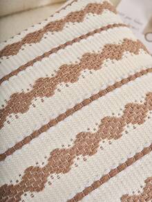 1pc Woven Linen Tasseled Cushion Cover, Bohemian Style, Suitable For Living Room, Bedroom, Weddings - Beige - View 2