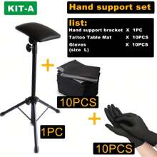 1pc Adjustable Tattoo Arm Rest Set With Soft Pad Desk Mat, Hand Support Kit For Tattooing Work, Includes Gloves - Black - View 3