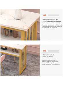 Tocador moderno minimalista, superficie de mármol elegante, estructura metálica dorada - Multicolor - Ver 3