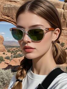 1 Pair Classic Travel Frame Casual Minimalist Personalized Fashion Fashion Glasses For Women And Men, Suitable For Sports, Travel, Festivals, Beach, Driving, Outings, Vacation, Streetwear, Fishing, Outdoor Activities, Parties