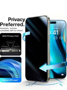 3 Packs Tempered Glass Privacy Screen Protector Compatible With Iphone 6/7/8/11/12/13/14/15/16 Series X XS MAX XR Pro Pro Max Mini Plus, Smooth Surface, High Definition, Easy To Install, Scratch Resistant, 9H Hardness, Full Coverage Privacy Protection - Black - View 3