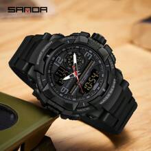 SANDA. SANDA Luxury G Series Shock-Resistant Men's Electronic Watch, Outdoor Sports LED Pointer/Digital Dual Display Chronograph, Military Dual Display, 50M Water Resistant - one-size - View 6