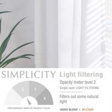 2 Pcs Polyester Linen Solid Color Rod Pocket Curtains Simple And Stylish Nordic Style Curtains Transparent Privacy Curtains For Bedroom And Living Room Use Lightweight Modern Minimalist Solid Color Decoration - 白色 - 查看 8