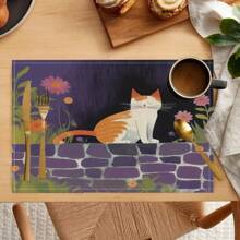 1/4/6 件厨房餐桌垫采用猫图案设计，由 100% 聚酯纤维编织而成。尺寸为 12 * 18 英寸/30 * 45 厘米，可机洗，耐热、防污、防水且易于清洁。它们可用作礼物、家居用品、厨房用品和春季室内装饰。 - 彩色 - 查看 10