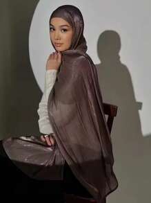 1件纯色闪光雪纺头巾，女士连衣裙适用