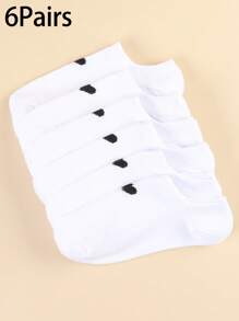6双纯色男女通用日常穿搭袜 - 亲肤透气短袜，简约休闲低帮女袜，柔软吸湿，舒适透气，适合所有季节和场合，圣诞礼物 - 6雙愛心船襪 - 查看 29