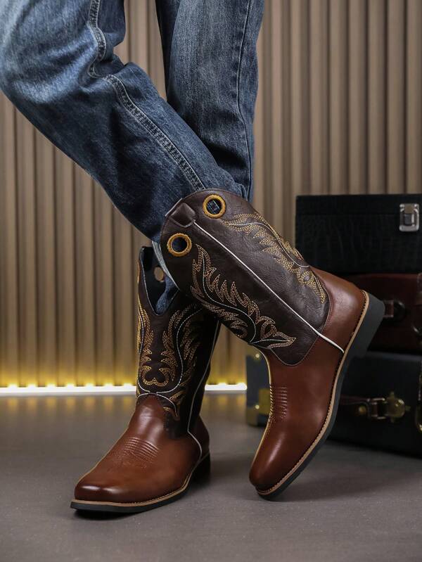 New Chelsea Boots Men, Plus Size Boots Men, Fashion Leather Boots, British Style, Breathable, Versatile Mid-Top Leather Shoes