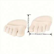 1/2 Pairs Women Anti-Friction Half Palm Five Toe Socks, Sweat Absorbing Sponge Padded, Breathable Half Palm High Heel Inserts