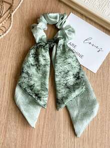 双层缎面面料碎花蝴蝶结发带，优雅花卉印花波西米亚风发带，涤纶