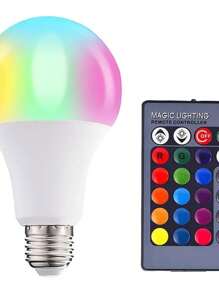 Lampada Led 10w Colorida Troca Cor Controle Remoto Potente - Multicolorido - Visão 1