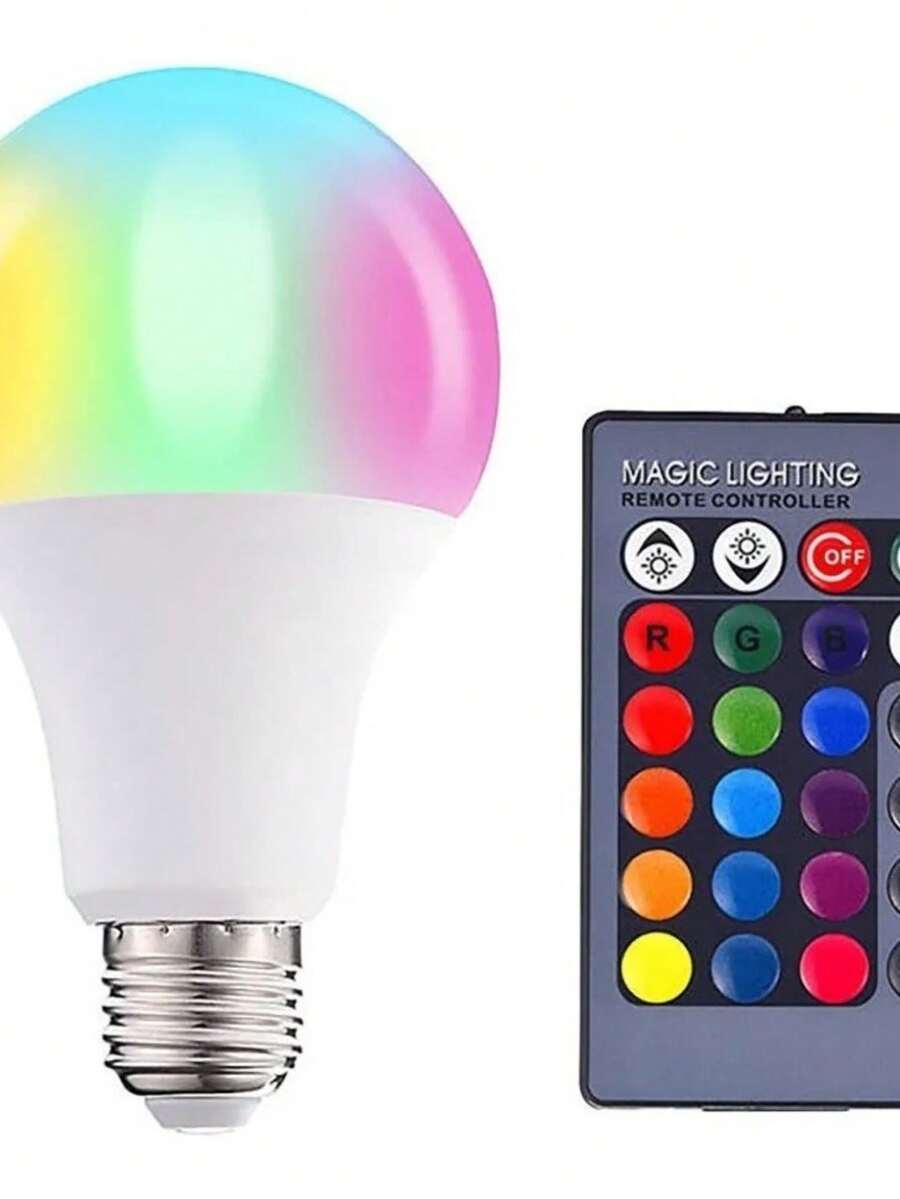 Lampada Led 10w Colorida Troca Cor Controle Remoto Potente - Multicolorido - Visão 1
