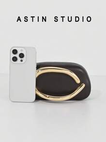 Women's Premium Metallic Leather Clutch Purse. Luxurious Fashion Metal Decor Evening Dress Bag For Party, Ball, Wedding, Special Occasions. Comes With Chain Strap. - Red - View 5