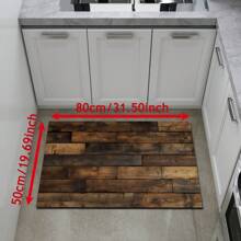 1 pieza Alfombra de silicona con patrón de grano de madera retro antideslizante para cocina de barro, impresión 3D rectangular, apta para sala de estar, dormitorio, pasillo, baño, lavandería - Alfombra de poliéster para decoración del hogar interior y exterior - FUCFD130 - Ver 8