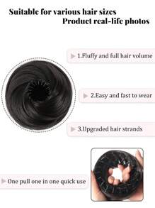 Elegant Women's Bun Hairpiece Hair Extension, 3inch Stretchable Hair Clip Synthetic Wig , High-Temperature Fiber, Versatile For All Hair Types, Secure Fit Design, Hair Accessories Suitable For All Women's Daily Wear And Gatherings