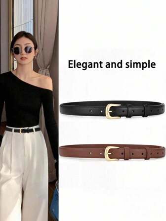1pc Fashionable Women Belt With Metal Buckle, Suitable For Various Festivals, Parties And Casual Occasions Summer, School Fall, Autumn, Halloween