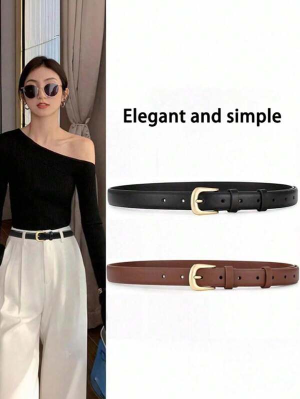 1pc Fashionable Women Belt With Metal Buckle, Suitable For Various Festivals, Parties And Casual Occasions Summer, School