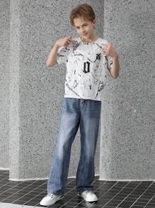 Retro Fashion Versatile Design Straight-Leg Jeans - Medium Wash - View 7