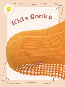 6 Pairs Solid Color Gum Dot Grip Non-Slip Socks With Polka Dot Stripe Pattern - Teen Socks For Little Girls And Baby - Multicolor - View 3