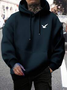 Men's Sweatshirt Kangaroo Sweatshirt Cold Weather Top - Black - View 1