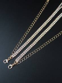 1 Pair Women Adjustable Replaceable Undergarment Shoulder Straps Accessories, Rhinestone Slip Proof Strap, For Rave