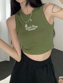 2025 复古美式无袖短款背心，女士夏装，分层吊带背心