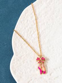 1 pieza Lindo collar con colgante de mariposa rosa de moda, regalo para pareja, mejor amigo y Día de la Madre, joyería para damas