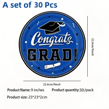 10/30 Pcs Congrats Class Of 2025 Graduation Party Supplies Dinnerware Disposable Paper Plates For Congrats Grad Party Decorations - Graduation Season Disposable Dinner Plates - View 9