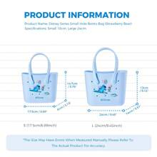 Miniso Túi Bento nhỏ có lỗ họa tiết Disney - Túi tote PVC nhiều màu sắc với hình ảnh nhân vật hoạt hình, không có khóa cài, lý tưởng cho sử dụng hàng ngày, túi tote thông thường | Túi tote rực rỡ | Túi tote bền, túi tote dễ thương - Màu xanh lam - Xem 5