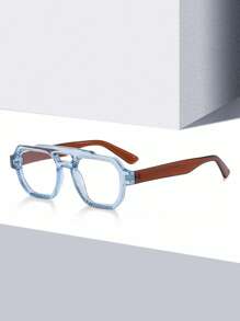 1 par de gafas de hombre de moda estilo aviador con doble puente y lentes transparentes