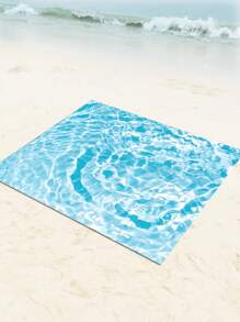 1pc New Natural Style Lightweight Outdoor Rug Multipurpose Waterproof And Sand Resistant Beach Blanket Sea Life Pattern Digital Printing Beach Essentials