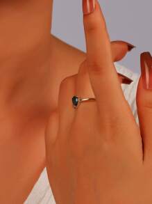 1pc 925 Sterling Silver 18k Gold-Plated Natural London Blue Topaz Ring, Waterdrop-Shaped Blue Ladies' Single Ring, Exquisite Niche Minimalist Design, Suitable For Daily Wear, Banquets, Parties, Adjustable Ring Size