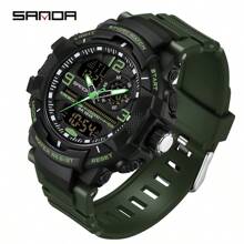 SANDA. SANDA Luxury G Series Shock-Resistant Men's Electronic Watch, Outdoor Sports LED Pointer/Digital Dual Display Chronograph, Military Dual Display, 50M Water Resistant - one-size - View 16