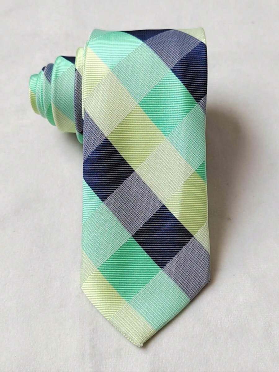 Men's Casual Colorful Plaid Slim Tie(5.5cm) - 淺綠色 - 查看 1