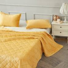 Liso cobertura borregado con fundas - Dorado - Ver 2