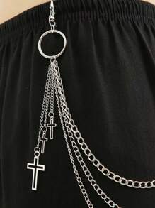 1pc Multi-Layer Cross Pants Chain, Iron Alloy - Multicolor - View 2