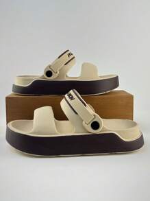 Thick-Sole Squish Feeling Men's Thong Sandals With Backstrap, Casual Wear, Driving, Sports, Beach