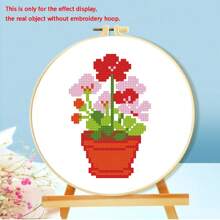 [Beginner Friendly] Cartoon Cross-Stitch Kit, 11CT Grid (Butterfly/Goldfish/Sunflower/Potted Flower) DIY 3-Strand Embroidery Thread, Full Set Of Materials