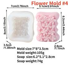 Flower Soap Silicone Mold 3D Square Relief Flower Scented Candle Plaster Soap Making Mould DIY Valentine's Day Gifts Home Decor - White - View 5