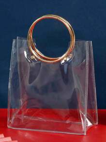 1/5 Gói Túi Tote Trong Suốt Chống Thấm Nước, Thiết Kế Đơn Giản Có Vòng Trên, Chất Liệu PVC Cao Cấp, Trong Suốt Thời Trang, Túi Trong Suốt Chống Thấm Nước Cho Nữ, Có Quai Cầm Chắc Chắn, Có Thể Tái Sử Dụng, Thích Hợp Cho Túi Quà Trong Suốt Cho Tiệc, Túi Tote Mini, Túi Quà Tặng Cho Sinh Nhật, Đám Cưới, Tiệc Tùng, Túi Đựng Đồ Đa Năng, Túi Tote Trang Trí, Thích Hợp Cho Mùa Hè, Kỳ Nghỉ Và Bãi Biển, Không Thấm Nước, Túi Trong Suốt Chống Cát, Túi Đựng Đồ Ăn Nhẹ Dã Ngoại Thể Thao Bãi Biển - Xem 4